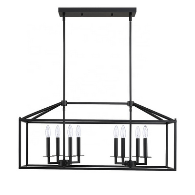 8-light Black Farmhouse Industrial Pendant Light Rustic Lantern Modern Chandelier Black Kitchen Lighting Fixture