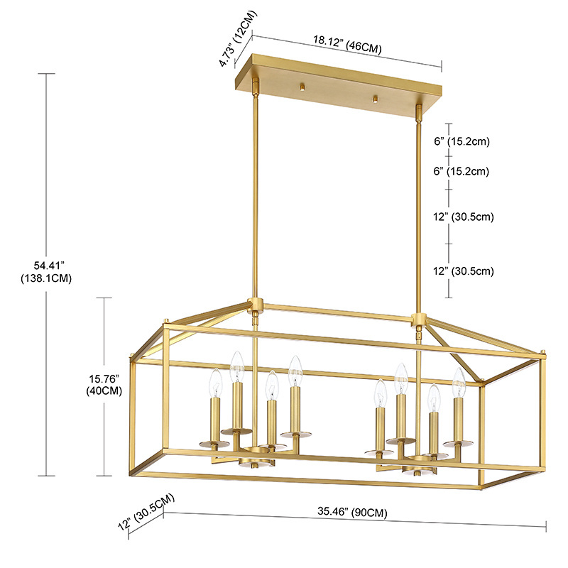 8-light Farmhouse chandelier Pendant Light Rustic Lantern Modern Chandelier gold Kitchen Lighting Fixture