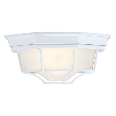 Outdoor Flush Mount Ceiling light White Finish with Frosted Glass Exterior Lighting Fixture for Front Porch Entryway Patio