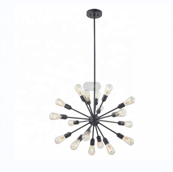 18-lights Sputnik Chandeliers Modern black finish pendant light Fixture Industrial Ceiling Hanging Dining Room K