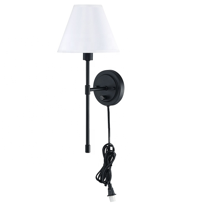 bedside wall lights for bedroom modern luxury wall light black and white fabric shade plug in style