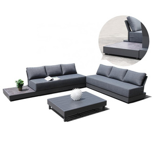 Y3072 Modern Sectional Outdoor Sofa Set luxury sectional sofa Grey Aluminum Platform Lounges garden furniture set