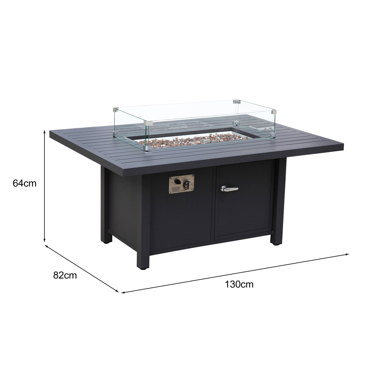 Rectangular Garden Outdoor Aluminum Fire pit firepit table gas propane modern square fire pit table