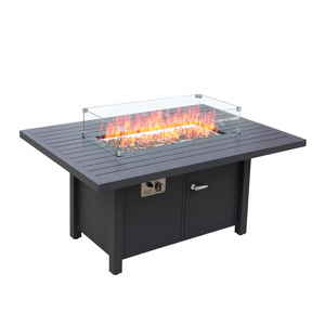 Rectangular Garden Outdoor Aluminum Fire pit firepit table gas propane modern square fire pit table