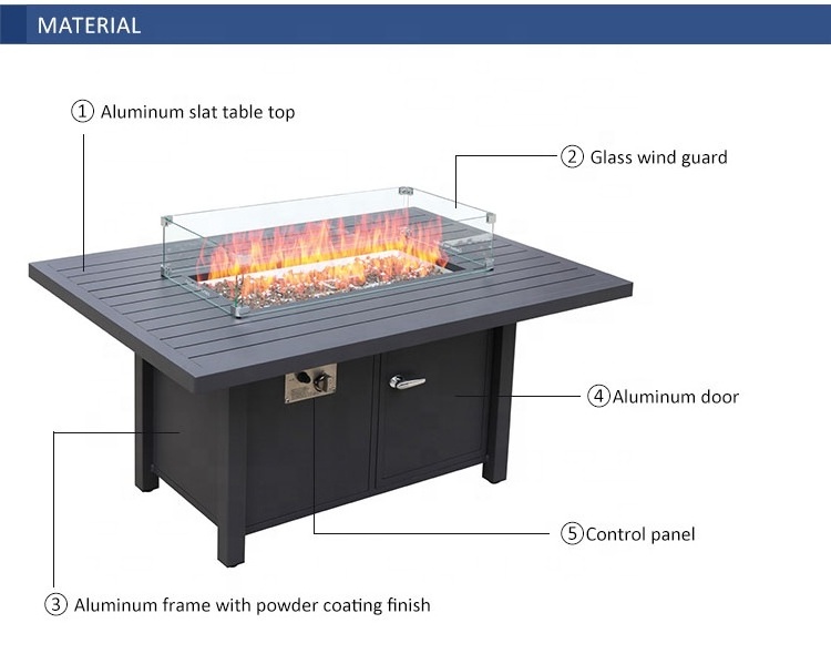 NT3062 factory sale Aluminum Outdoor sofa garden Set  luxury sectional sofa with gas fire pit table