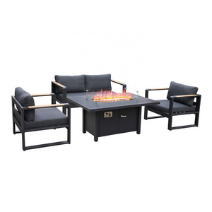 NT3062 factory sale Aluminum Outdoor sofa garden Set  luxury sectional sofa with gas fire pit table