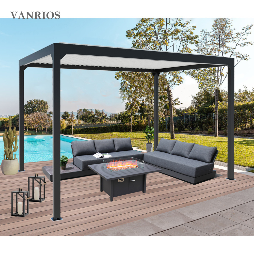 Rectangular Garden pergola Outdoor Aluminum Fire pit firepit table gas propane modern square fire pit table