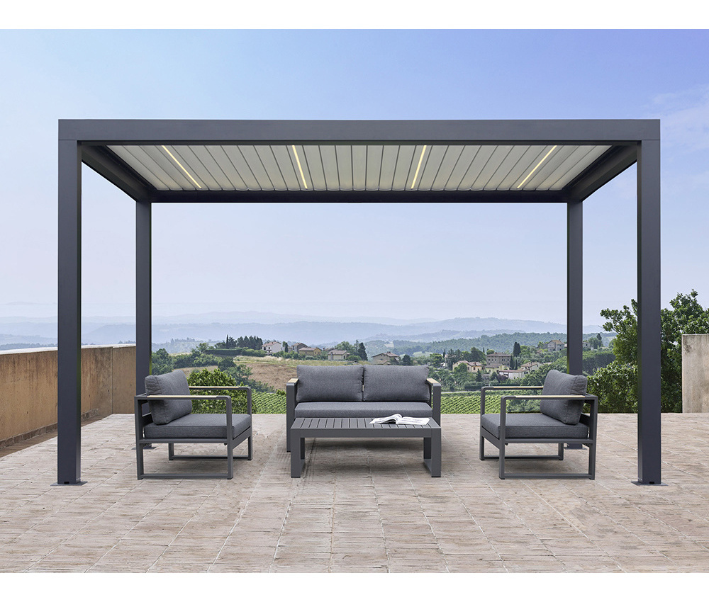 JN Modern Waterproof Louver Roof System Kits Electric Gazebo Garden Bioclimatic Outdoor Aluminium Pergola