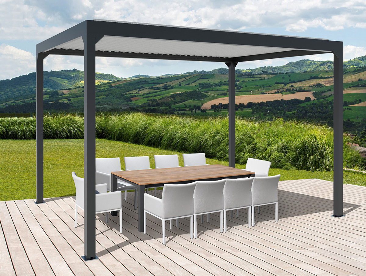 JN Modern Waterproof Louver Roof System Kits Electric Gazebo Garden Bioclimatic Outdoor Aluminium Pergola