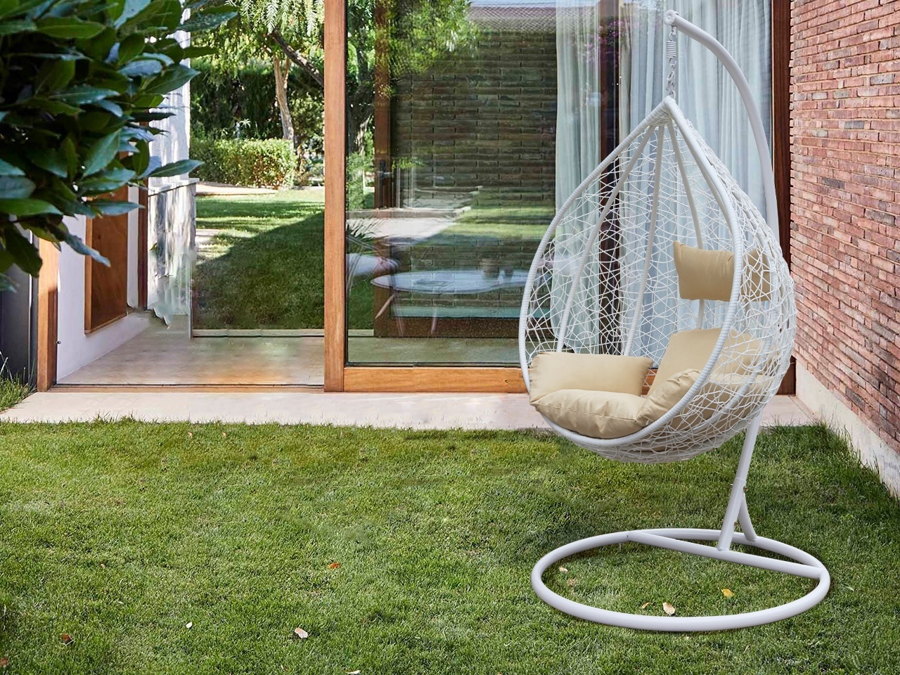 BHG-213 wholesale home and garden swing chair rattan double swing outdoor furniture hanging chair