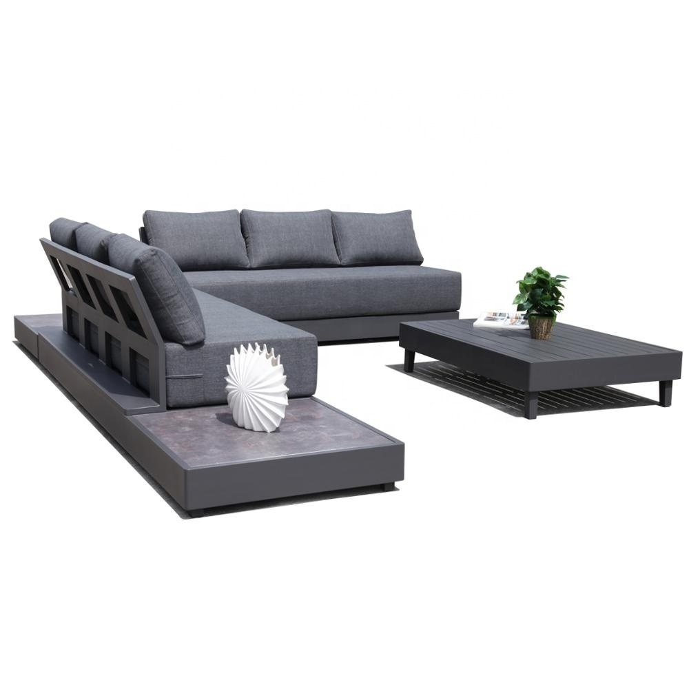 Y3072 Modern Sectional Outdoor Sofa Set luxury sectional sofa Grey Aluminum Platform Lounges garden furniture set