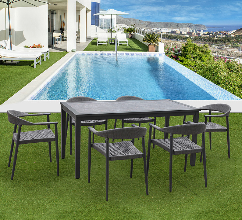 Dining Sets Chair Outdoor Furniture Table Aluminum with  rope chairs for  deck terrace hotel furniture