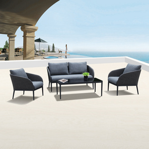 Extruded Aluminum 4 Pieces Patio Outdoor furniture Lounge Set  for hotel restaurant garden upholstered couches