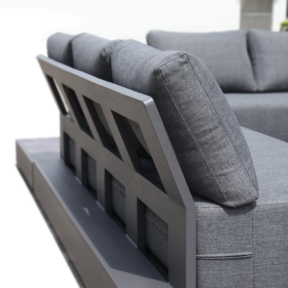 Modular Sectional Outdoor Sofa  Set 6 Pcs Grey Aluminum Platform Lounges Garden Lounge Set Outdoor garden furniture