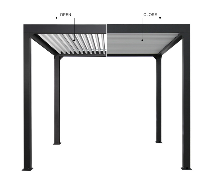 Customized Waterproof Louver Roof System Kits Electric Gazebo Garden Bioclimatic Outdoor Aluminium Pergola