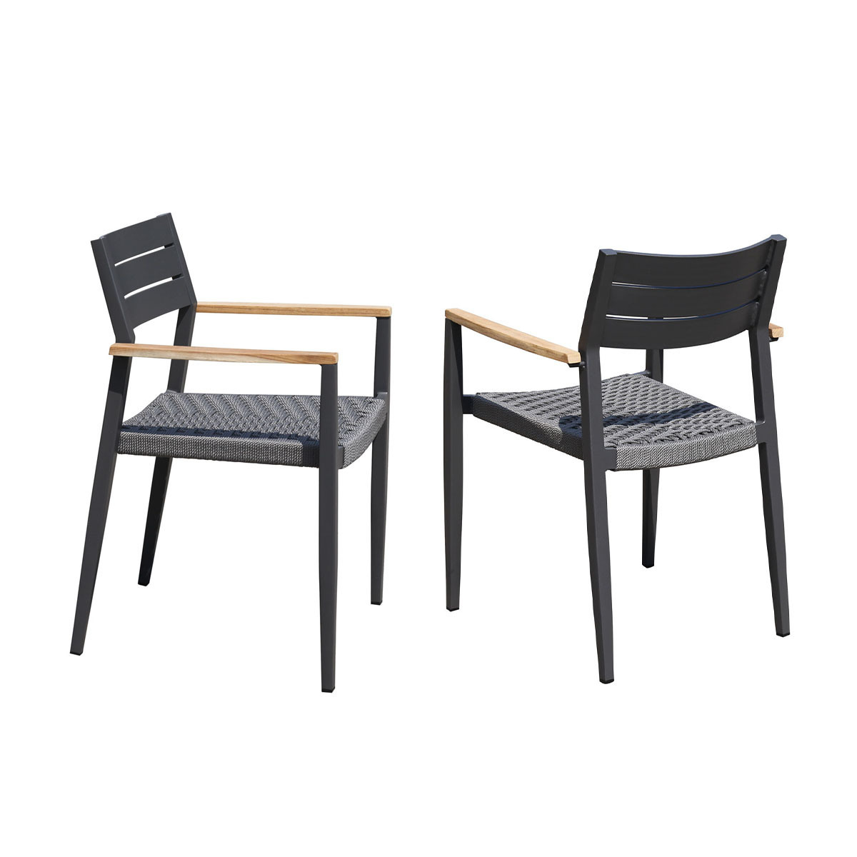 Garden Chairs  Modern luxury hotel villa home garden aluminum dining chair with ROPE for Outdoor Furniture