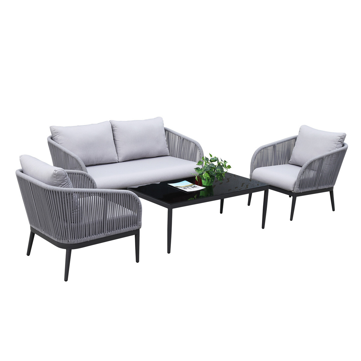 Modern commercial  Patio outdoor garden  sofa sets  for hotel restaurant deck  rope furniture