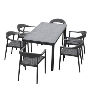 Dining Sets Chair Outdoor Furniture Table Aluminum with  rope chairs for  deck terrace hotel furniture