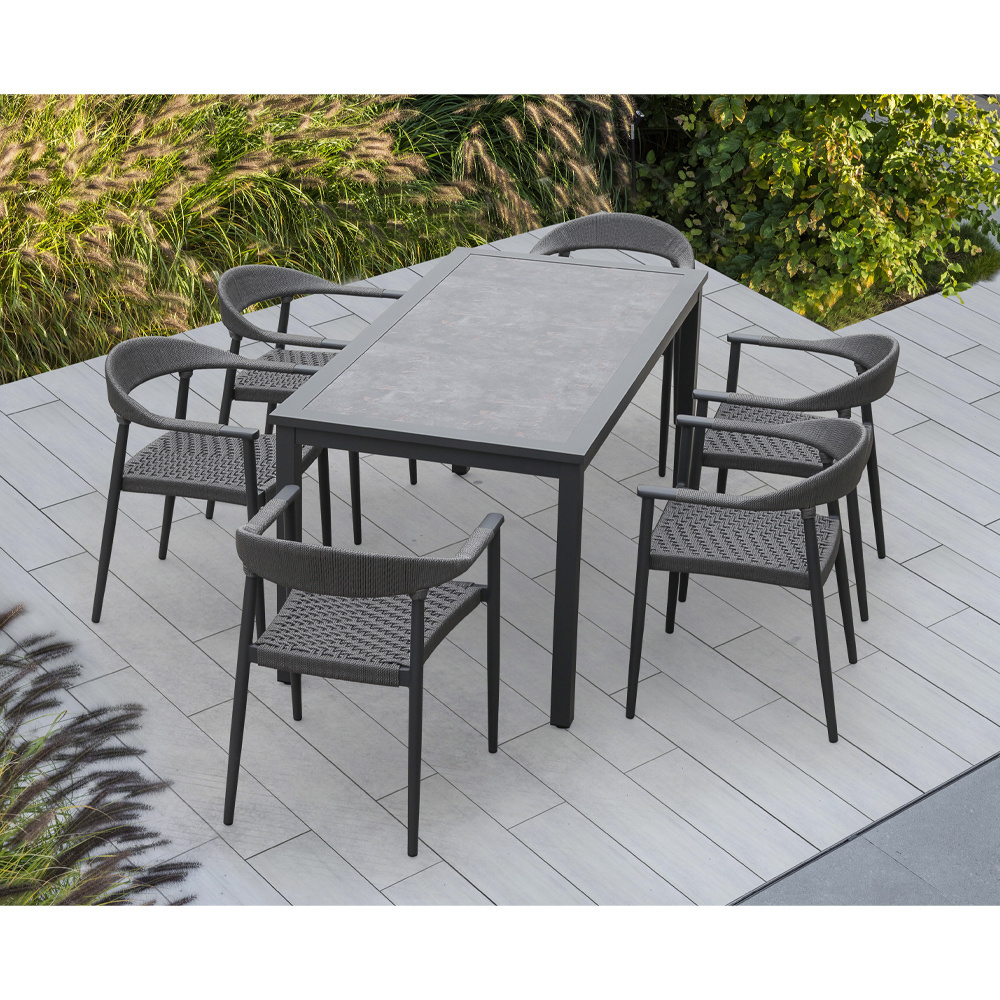 Dining Sets Chair Outdoor Furniture Table Aluminum with  rope chairs for  deck terrace hotel furniture