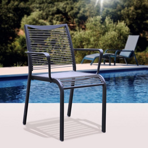 Residential & Commercial  Aluminum Frame PVC Slat Seat and Back Patio Outdoor Dining Chair for Garden Grade & Beach