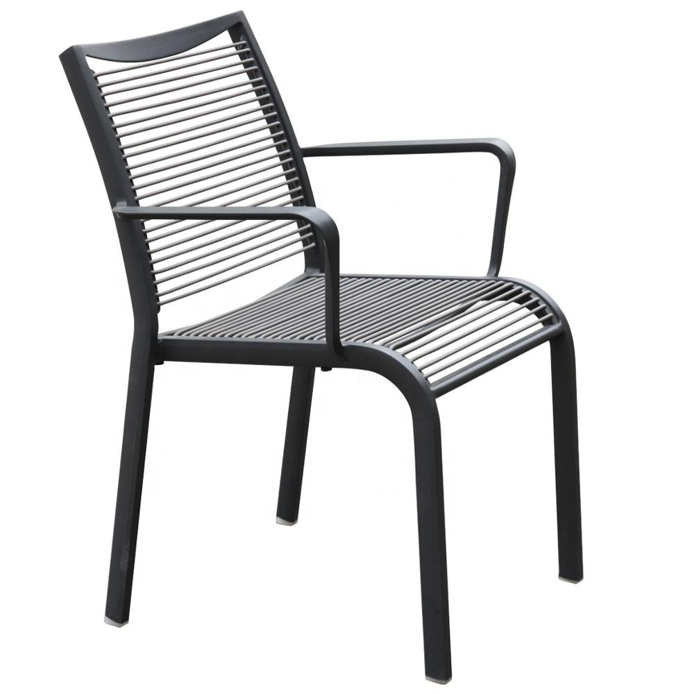 Residential & Commercial  Aluminum Frame PVC Slat Seat and Back Patio Outdoor Dining Chair for Garden Grade & Beach