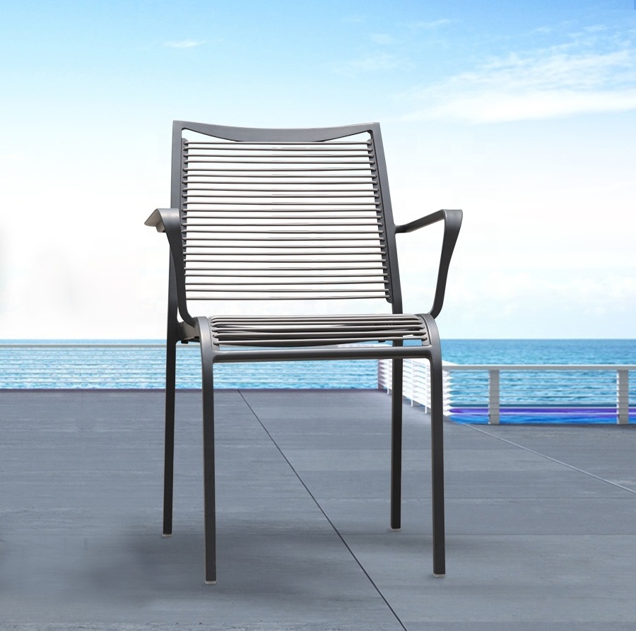 Residential & Commercial  Aluminum Frame PVC Slat Seat and Back Patio Outdoor Dining Chair for Garden Grade & Beach