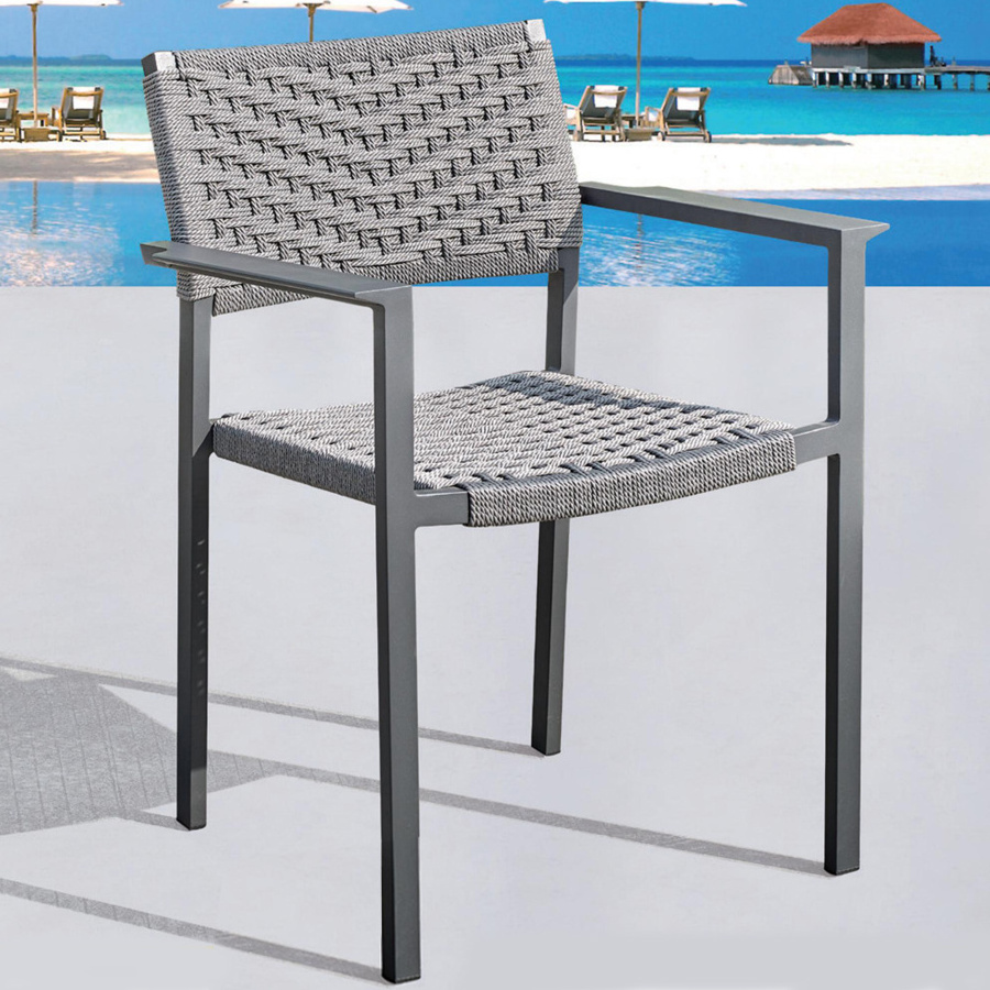 Aluminum Frame Olifen Back Weaving Without Hole Patio Outdoor Dining Chair Garden Seating