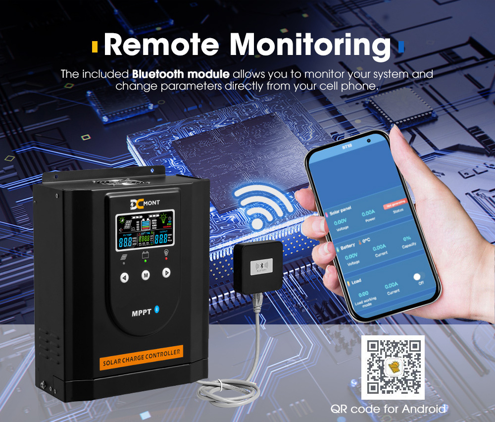 DC MONT 12v 24v 48v MPPT 40A Solar Charge Controller With Wireless Remote Control For Gel or LIFEPO4 Battery Solar Controller