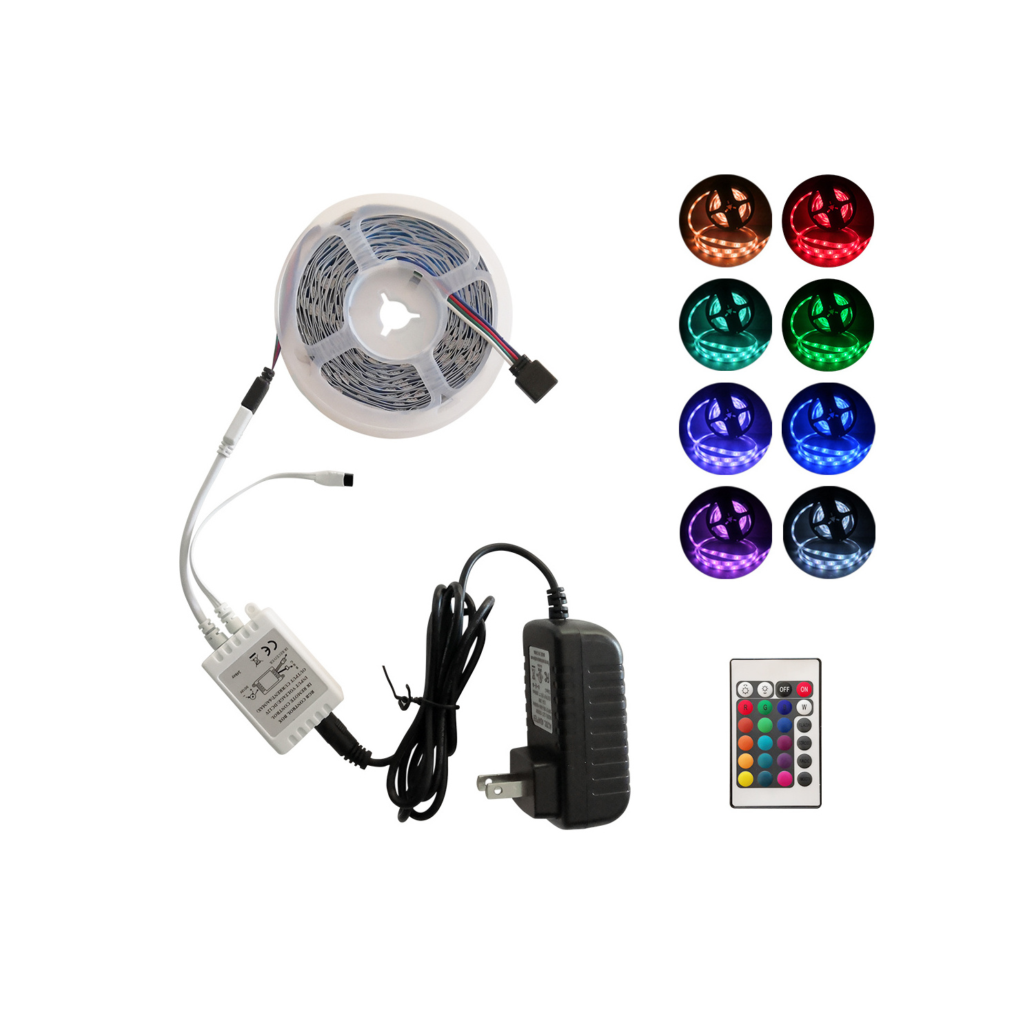 5050 5M 16.4ft 24 key ir remote  RGB LED flexible color changing remote control led strip lights