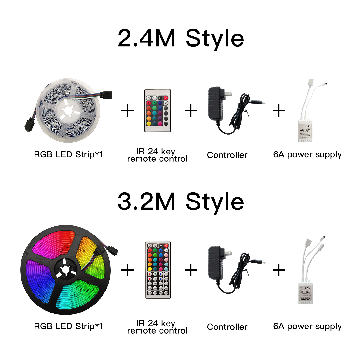 5050 5M 16.4ft 24 key ir remote  RGB LED flexible color changing remote control led strip lights