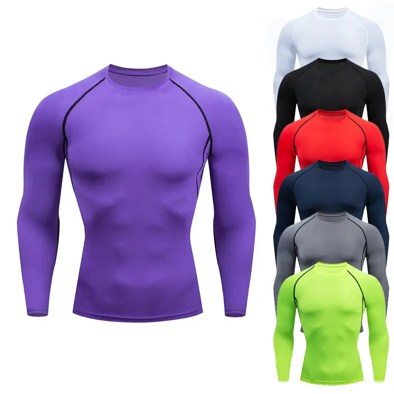 Factory price Men's Athletic Workout Shirt Water Sports Rash Guard Base Layer Long Sleeve Compression Shirts