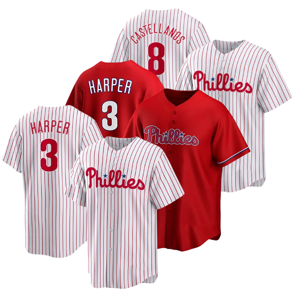 3 Harper Mens Baseball Phillie Short Sleeves Uniform 8 Castellanos Jerseys Custom Sports Shirts