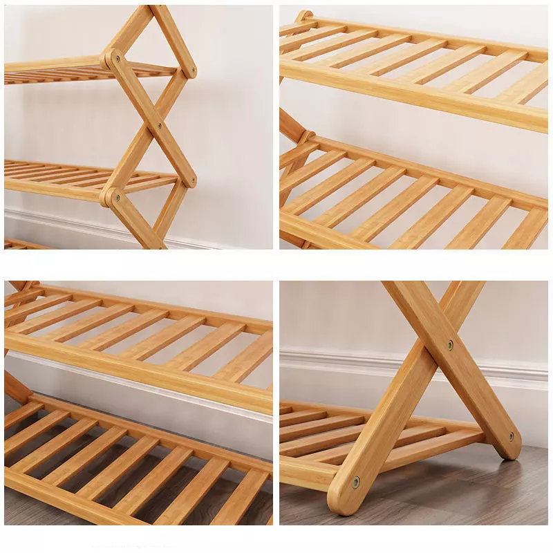 Wholesale bamboo foldable shoe rack shoes rack for entryways shoe organizer for livingroom