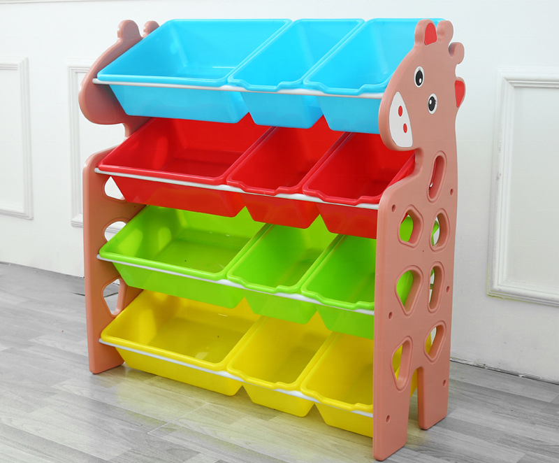 Kids Cute Cartoon Deer Toy Storage Plastic Toys Shelf Kindergarten Children Storage Cabinet Basket Toy Organizer For Baby