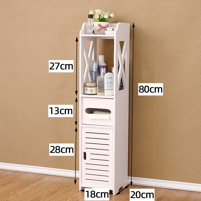 Hot Sale Standing PVC White Toilet Paper Storage Rack With Shelves Narrow Bath Sink Organizer Towel Shelf