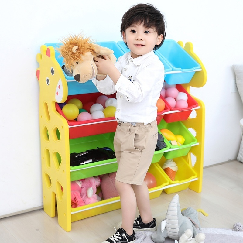 Kids Cute Cartoon Deer Toy Storage Plastic Toys Shelf Kindergarten Children Storage Cabinet Basket Toy Organizer For Baby