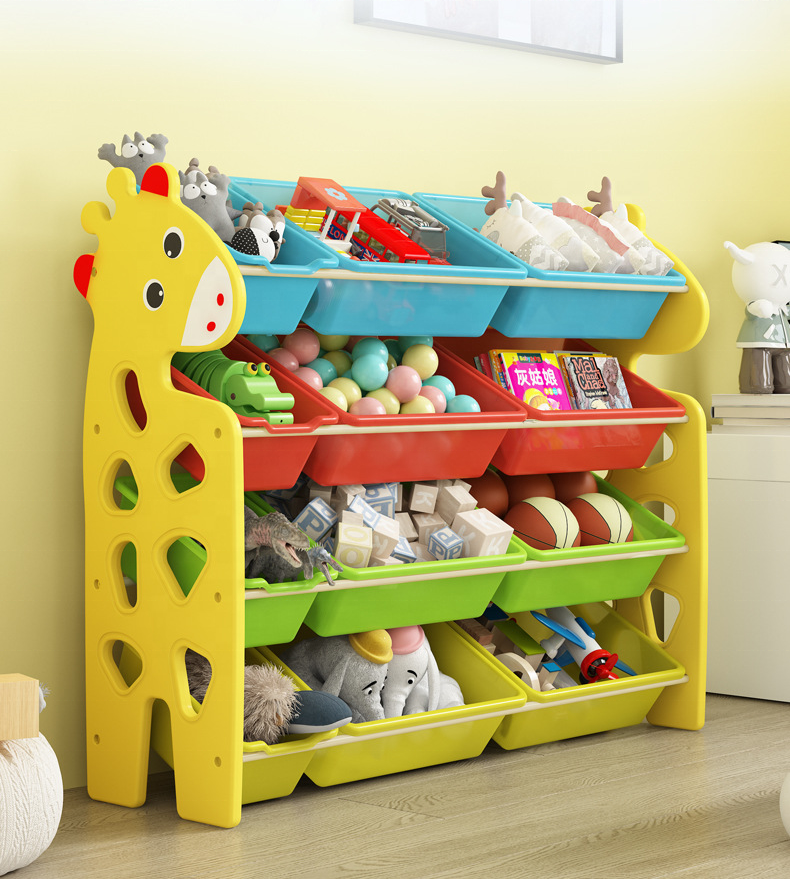 Kids Cute Cartoon Deer Toy Storage Plastic Toys Shelf Kindergarten Children Storage Cabinet Basket Toy Organizer For Baby