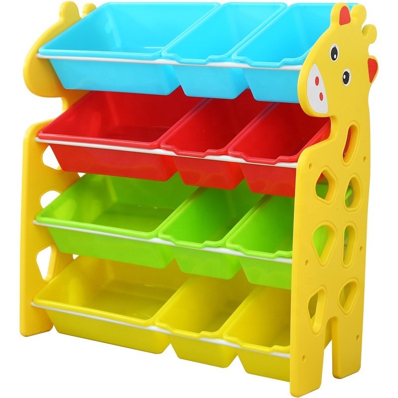 Kids Cute Cartoon Deer Toy Storage Plastic Toys Shelf Kindergarten Children Storage Cabinet Basket Toy Organizer For Baby