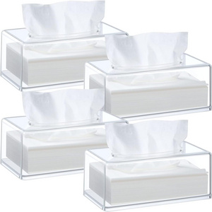 Acrylic Tissue Box Cover Rectangular Clear Tissue Holder Dispenser Facial Tissue Holders for Office Home Bathroom