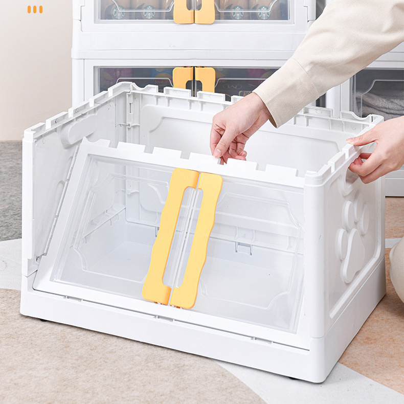 Children's Clothes Book Snack Toy Storage Box Transparent Folding Storage Cabinet