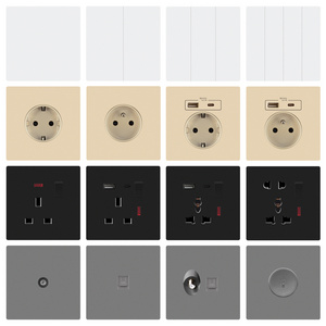 FIKO Ultra-thin Wall switches and sockets UK standard Flame retardant PC panel with USB/Type-c Light switch and power outlets