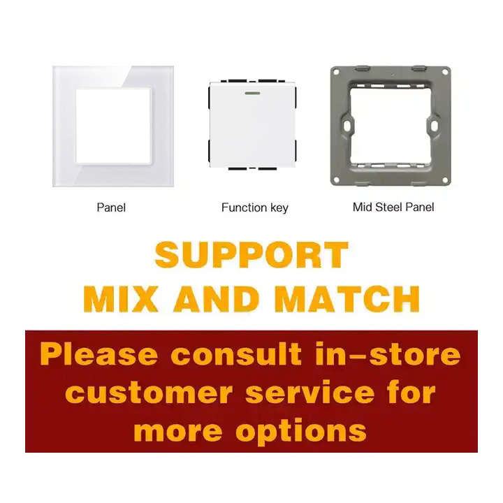 FIKO Wall switches and sockets EU/UK Standard Tempered glass with Dimmer/Curtain/Doorbell/Electrical light push button switch