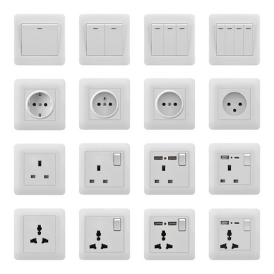 FIKO Wall switches and sockets EU/UK Standard 13A/16A/20A/45A with USB/Type-c/Dimmer/Doorbell/Curtain/TV/Computer/Kitchen switch