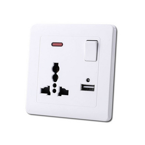 FIKO Universal 13A three-hole power switch socket with switch and USB white is widely used in walls of England, Italy and India