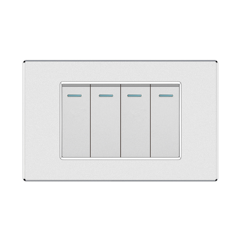 FIKO American Standard Wall switch 118Type Silver Frosted aluminum Panel 4 gang 1/2 way 16A Light Electric Switch for home