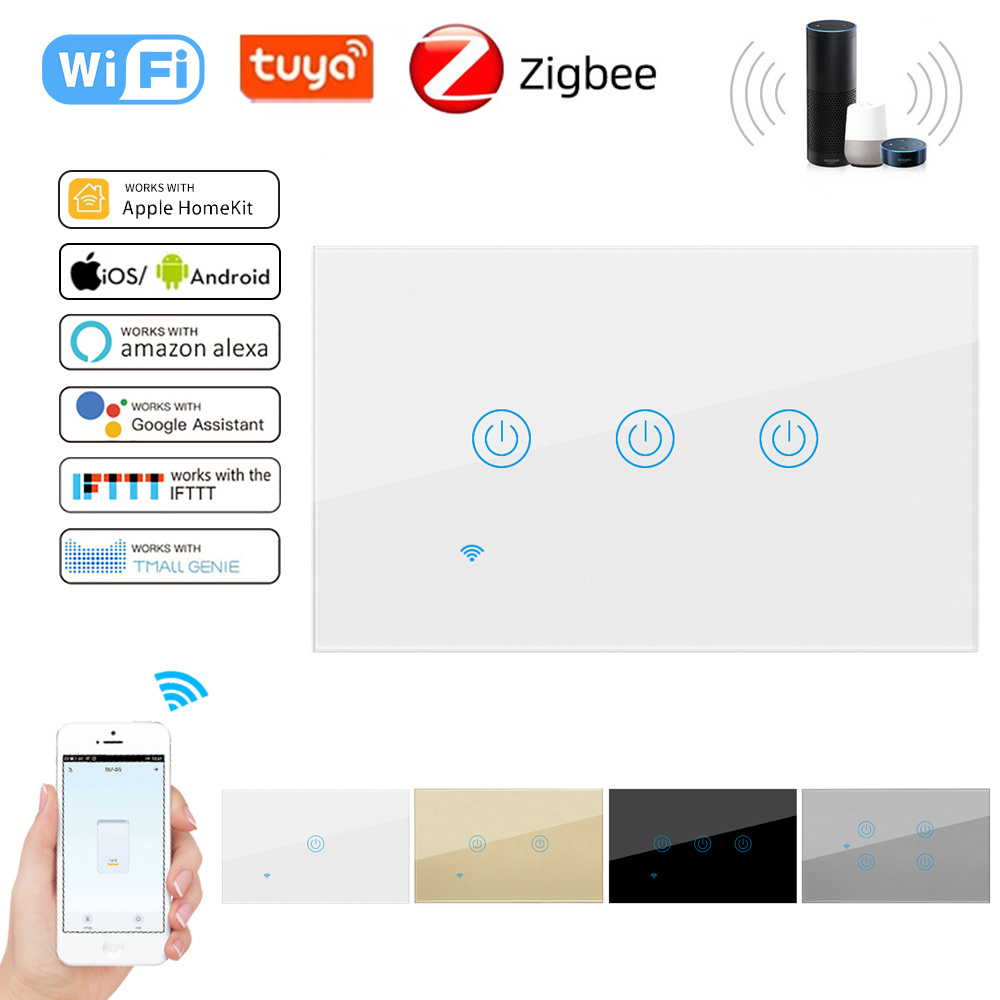 FIKO Black Smart touch switch USA/Australia/Thailand/Brazil/American standard with WiFi/Zigbee/Homekit/Tuya/Smart life App