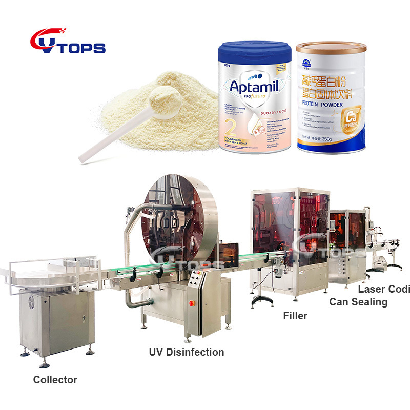 High Accuracy Goat Milk Powder Canning Making Machine Walnut Powder Jar Weighing Filling Sealing Machine With Conveyor