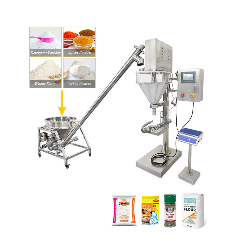 2023 Hot Sale Flour Salt Whey Alginate Powder Fine Powder Dosing Dispensing Filling Machine Auger Filler for Bottles Bags