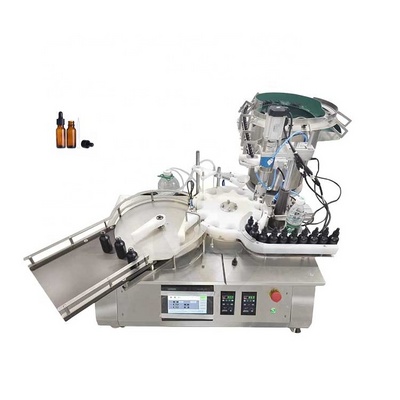 FillinMachine Automatic Small Essential Oil Dropper Bottle Liquid Monoblock Rotary Filling Capping Machine With Bottle Turntable