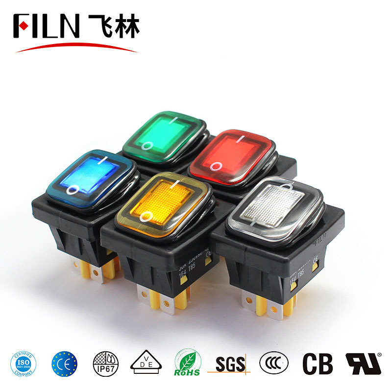 FLIN KCD4 16A/20A 250VAC waterproof rocker switch 6a 250vac on off 12v led illuminated switch rocker switch